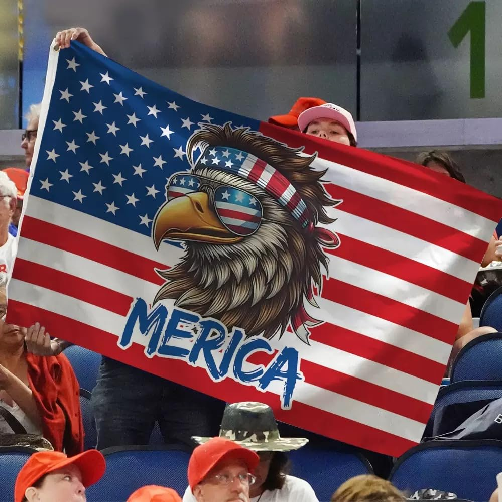 Funny America Flag 90 * 150 Cm(3 * 5Ft),Bald Eagle Merica Flag,Polyester Thickness, Fade Resistant, Brass Grommets, Canvas Header, Indoor/Outdoor, Vibrant Colors,Not Fear of Rain and Snow image number 2