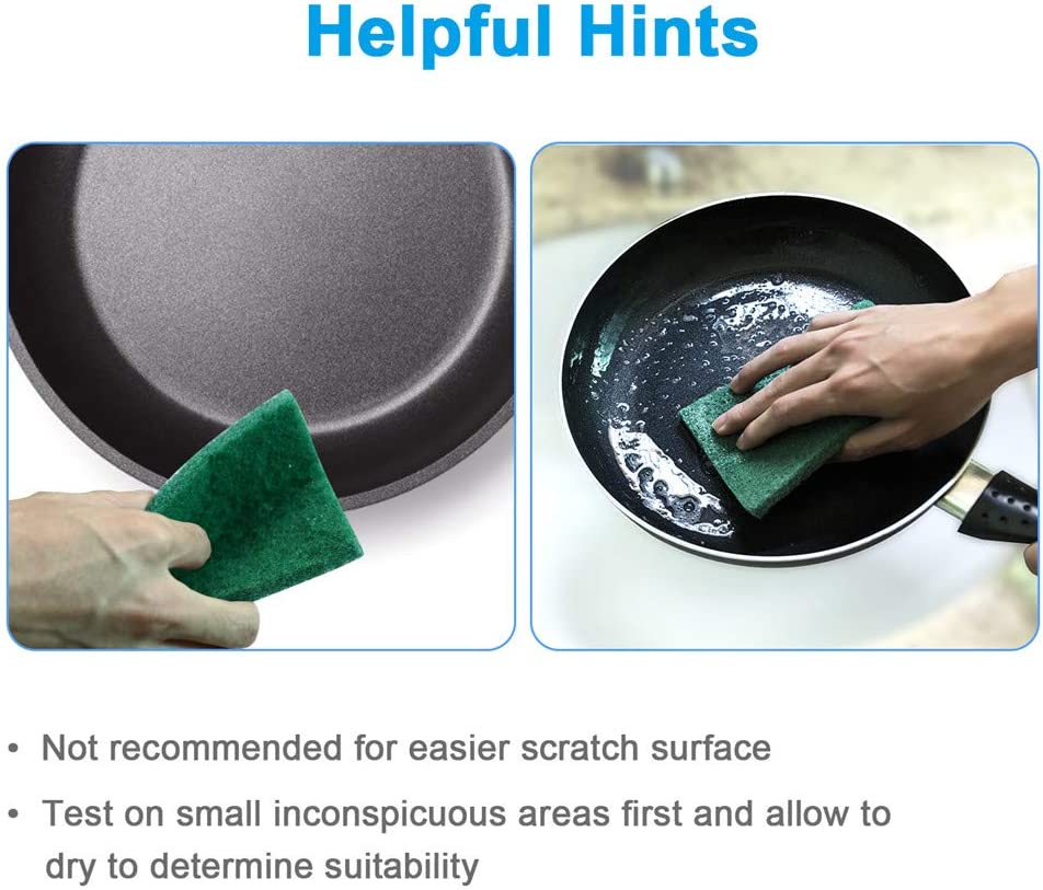 8PCS Scouring Pad - Premium Heavy Duty Scrub Pads with Antigrease Technology, Reusable Household Green Dish Scrubber, Multipurpose Scour Pad - for Kitchen Scrubber & Metal Grills, 3.9 X 5.9 X 0.36IN image number 4