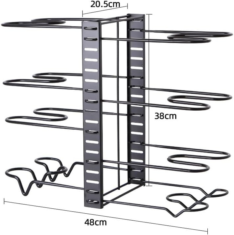 Hosoncovy Metal Pot Holder Rack Multi Layers Adjustable Countertop Pot and Pan Storage Rack Standing Pot Rack under Sink Rack for Kitchen (8 Layer) - 5 Layer image number 2