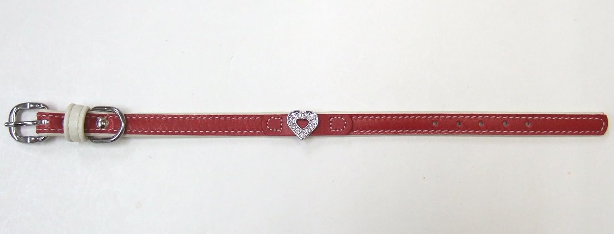 ONS Leather Charm Heart L Red (Cats & Ultra Small Dog Collar)