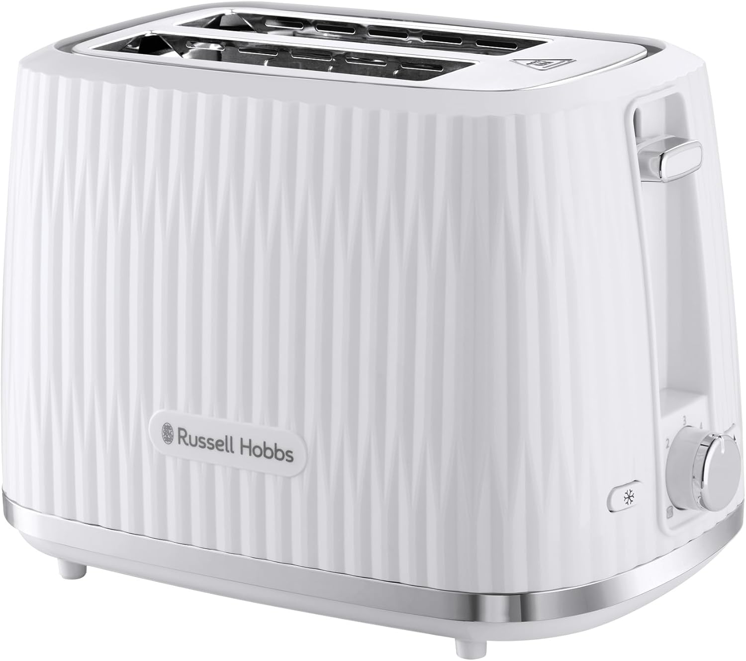 Russell Hobbs Eden 2 Slice Toaster, RHT2737WHT, Textured Design, High Lift, 6 Browning Settings, High Lift Feature, Crumb Tray, White image number 3