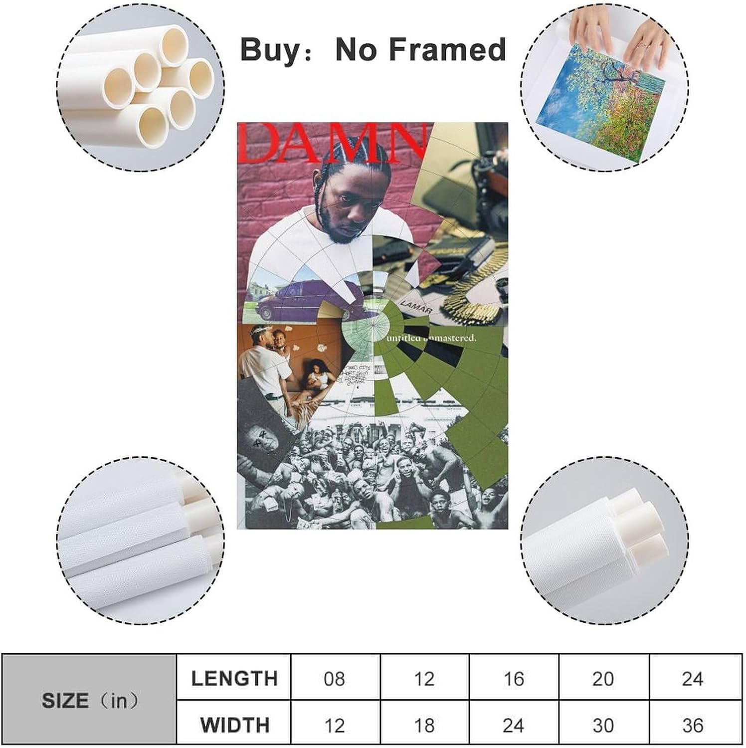 Kendrick Lamar Music Album Cover Poster Canvas Painting Wall Art Picture Home Decor Print for Bedroom Living Room Dorm Study Bar Office 12X18Inch(30X45Cm)