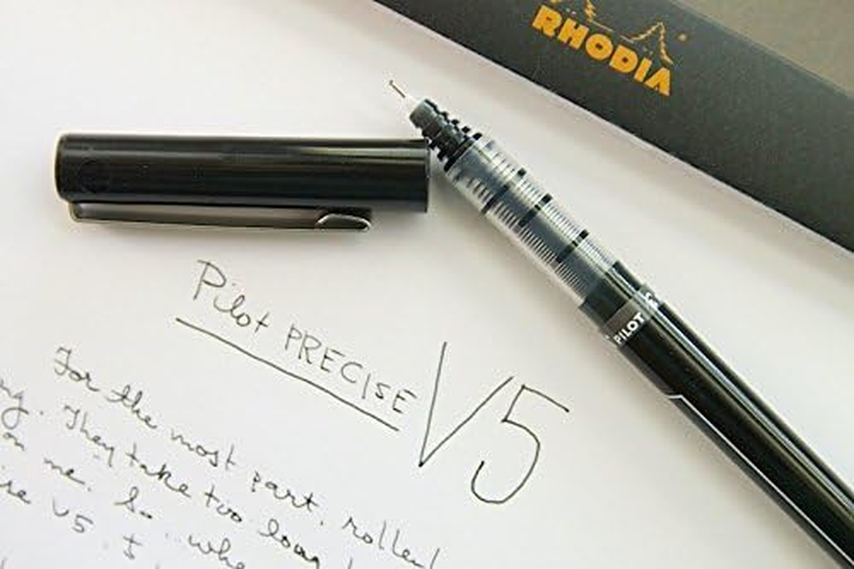 Pilot, Precise V5, Capped Liquid Ink Rolling Ball Pens, Extra Fine Point 0.5 Mm, Black, Pack of 4