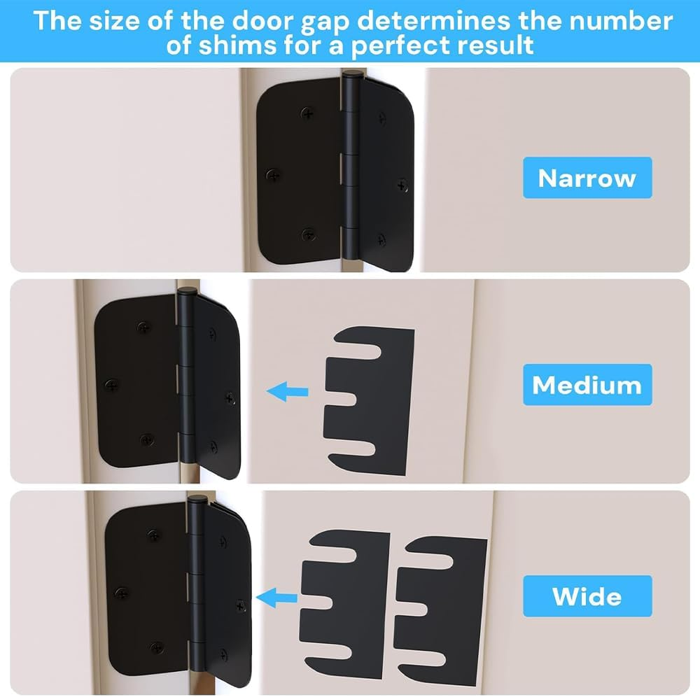 20 Pcs 3.5" Door Hinge Shims for Perfect Alignment - Interior Door Gap Filler & Spacing Adjuster, Easy Trim & Install, Stop Air Leaks, Ideal for Home Improvement & Door Repair(20) image number 3