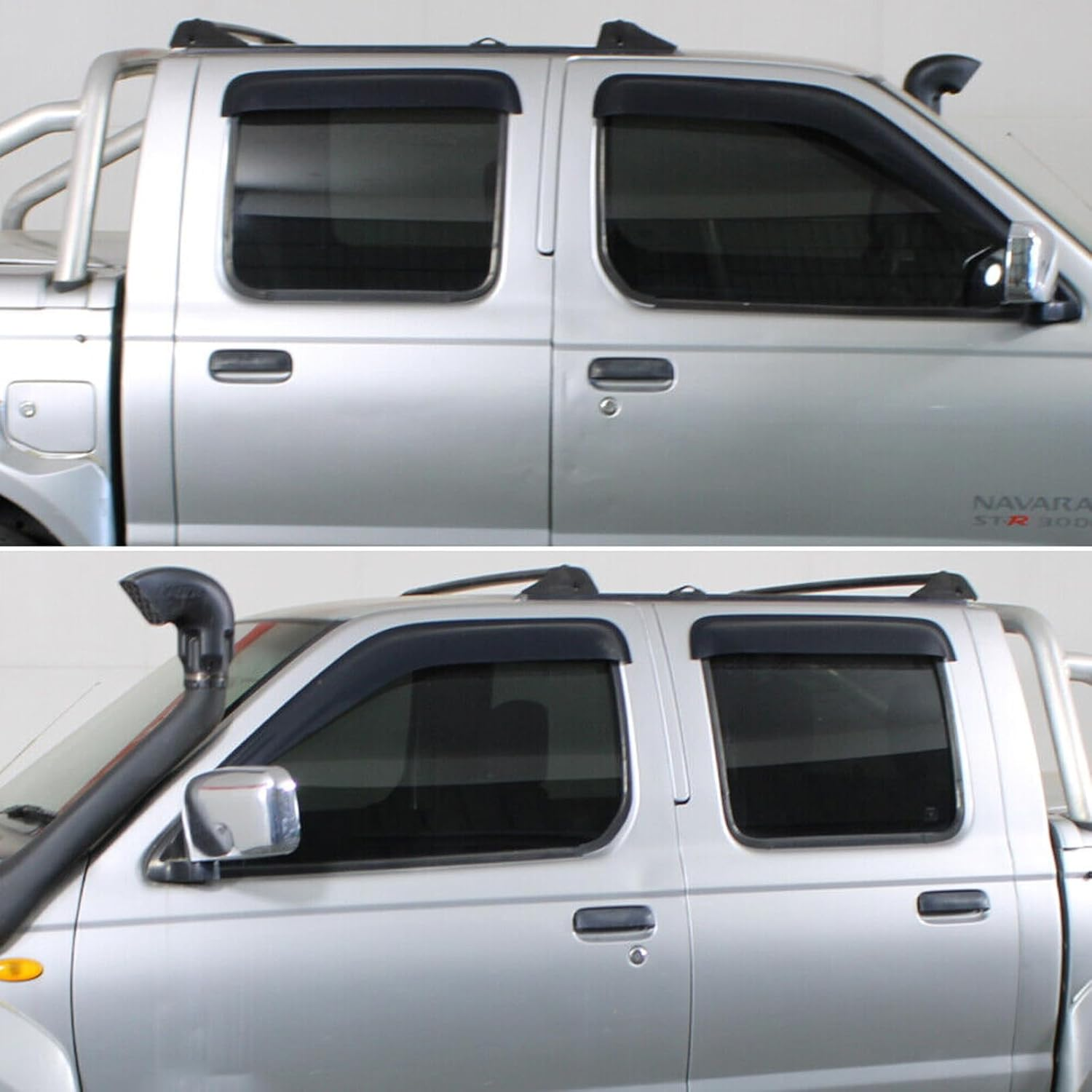 SUERAUTO4X4 Weather Shields for Nissan Navara D22 1997-2015 Dual Cab Accessories, Weathershields Car Wind Deflectors Window Visors Rain Guard Exterior, Injection Tinted Black 4Pcs/Set image number 5