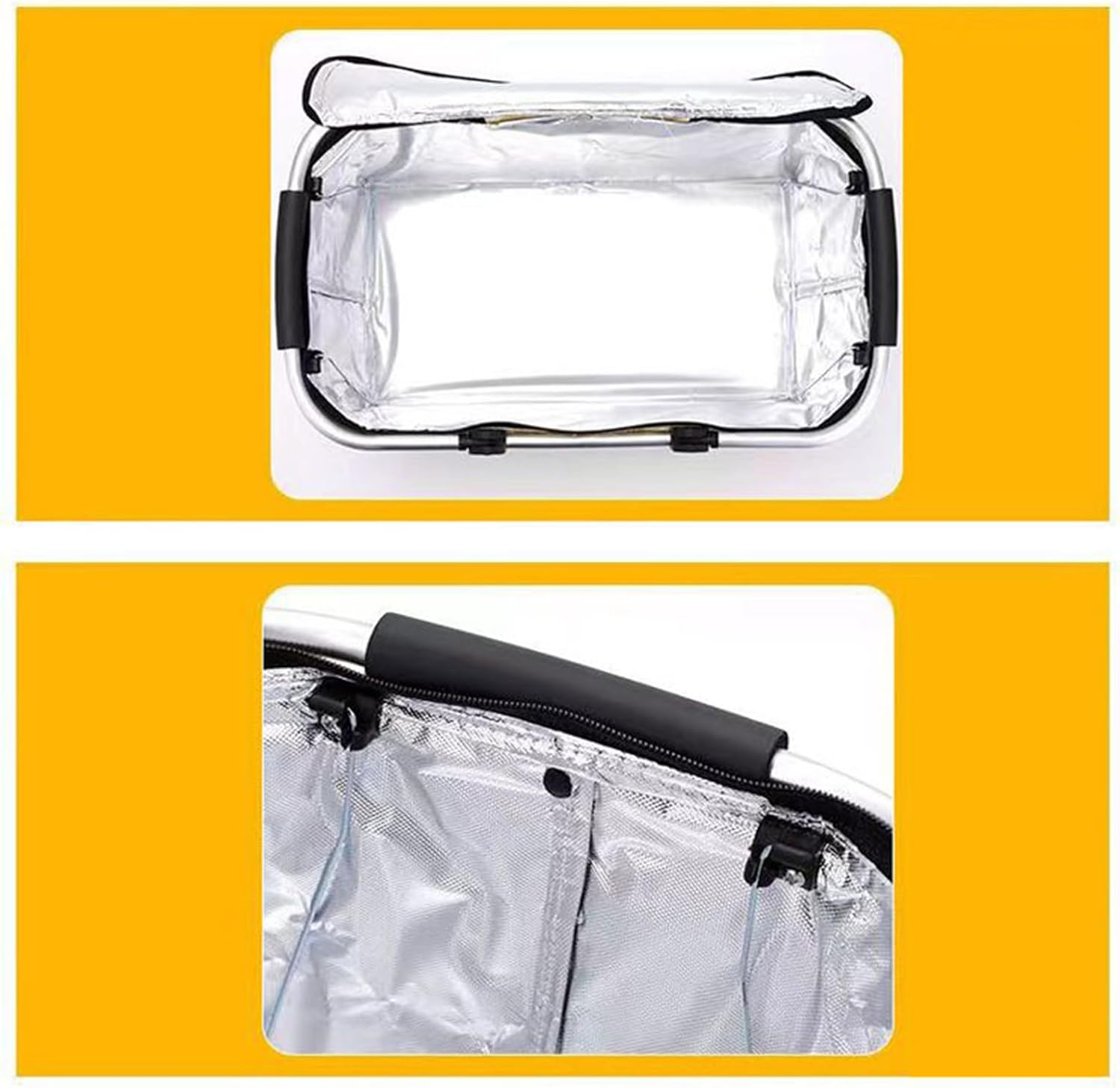 Grocery Baskets with Handles | Foldable Basket Shopping Bags with Handles,Cooler Bag Storage Organizer for Picnic Camping Women Family Retail Fishing Outdoor Road Trip - Blue image number 7