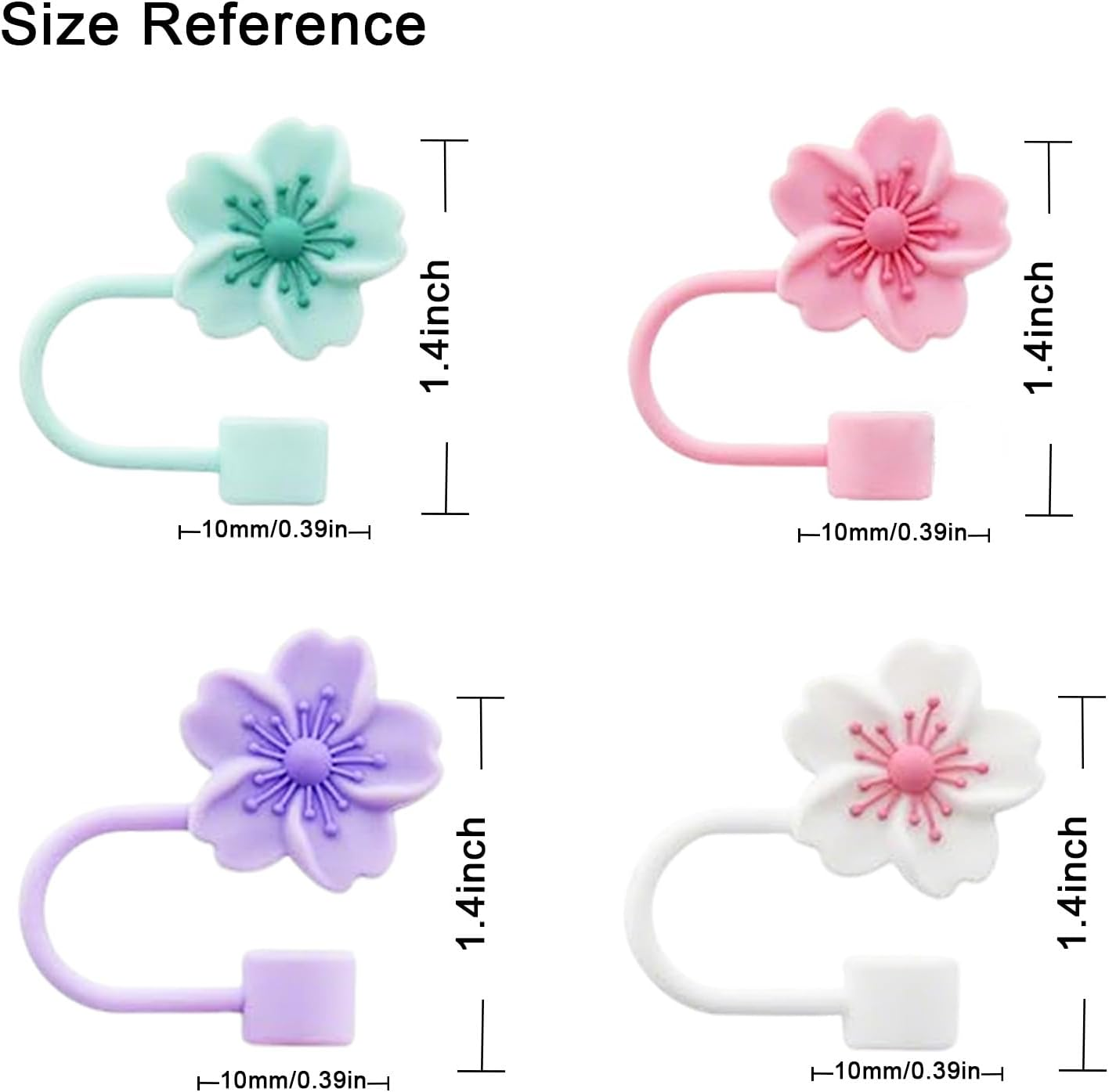 8Pcs Straw Cover Cap for Stanley Cup, Silicone Straw Topper Compatible with 10Mm Stanley 30&40 Oz Stanley Tumbler(Begonia 8Pc image number 3