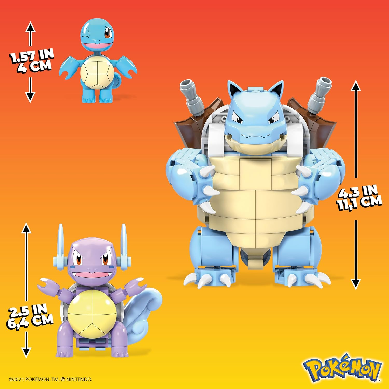 MEGA ​ Pok&eacute;mon Squirtle Evolution Building Set with 379 Bricks and Special Pieces, Toy Gift Set for Ages 8+ and Up, HDH93 image number 1