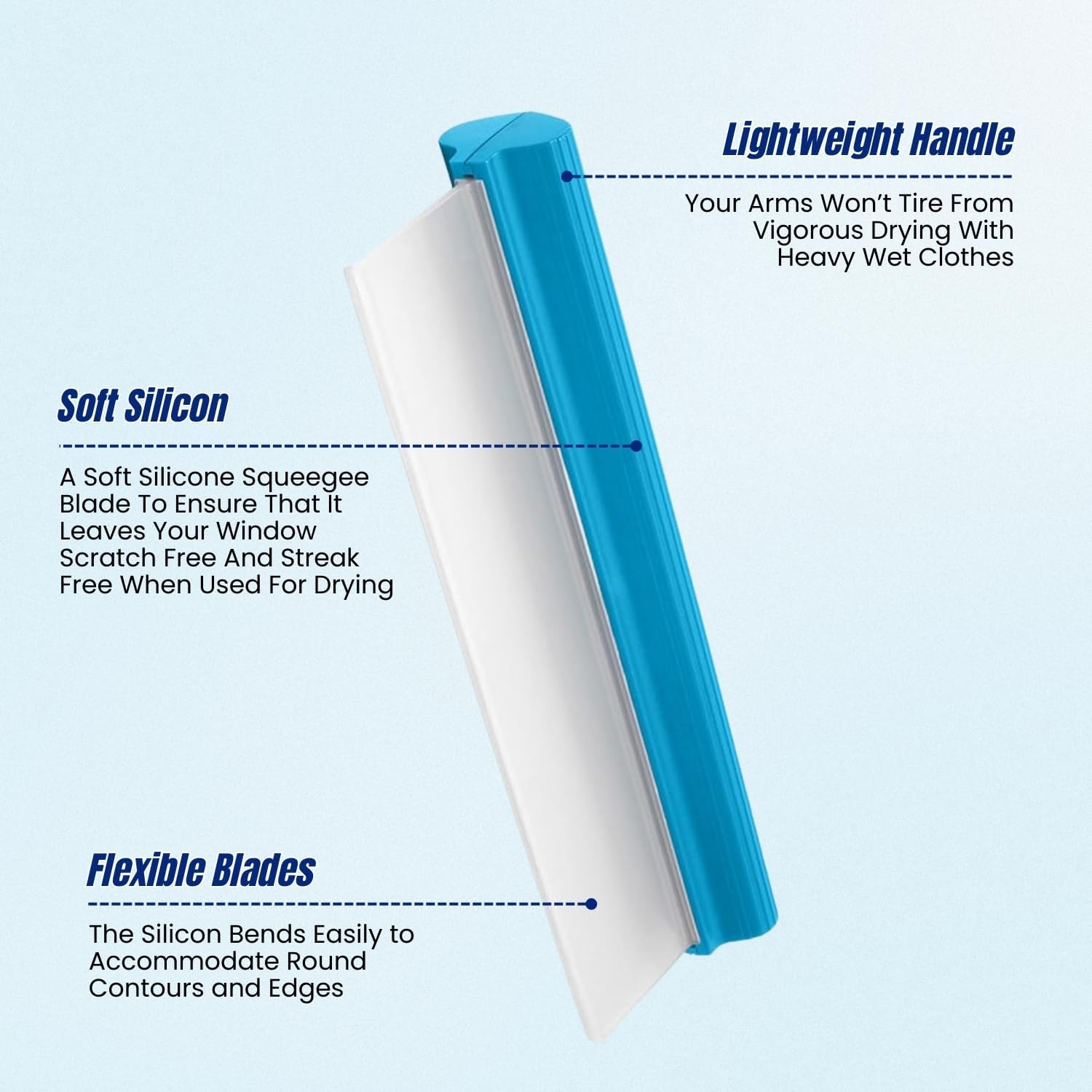 HOMESHOPA Flexible Silicone Water Blade Squeegee Window Wiper Car Glass Drying T-Bar Quick Water Remover from Windscreen Professional Cleaning image number 3