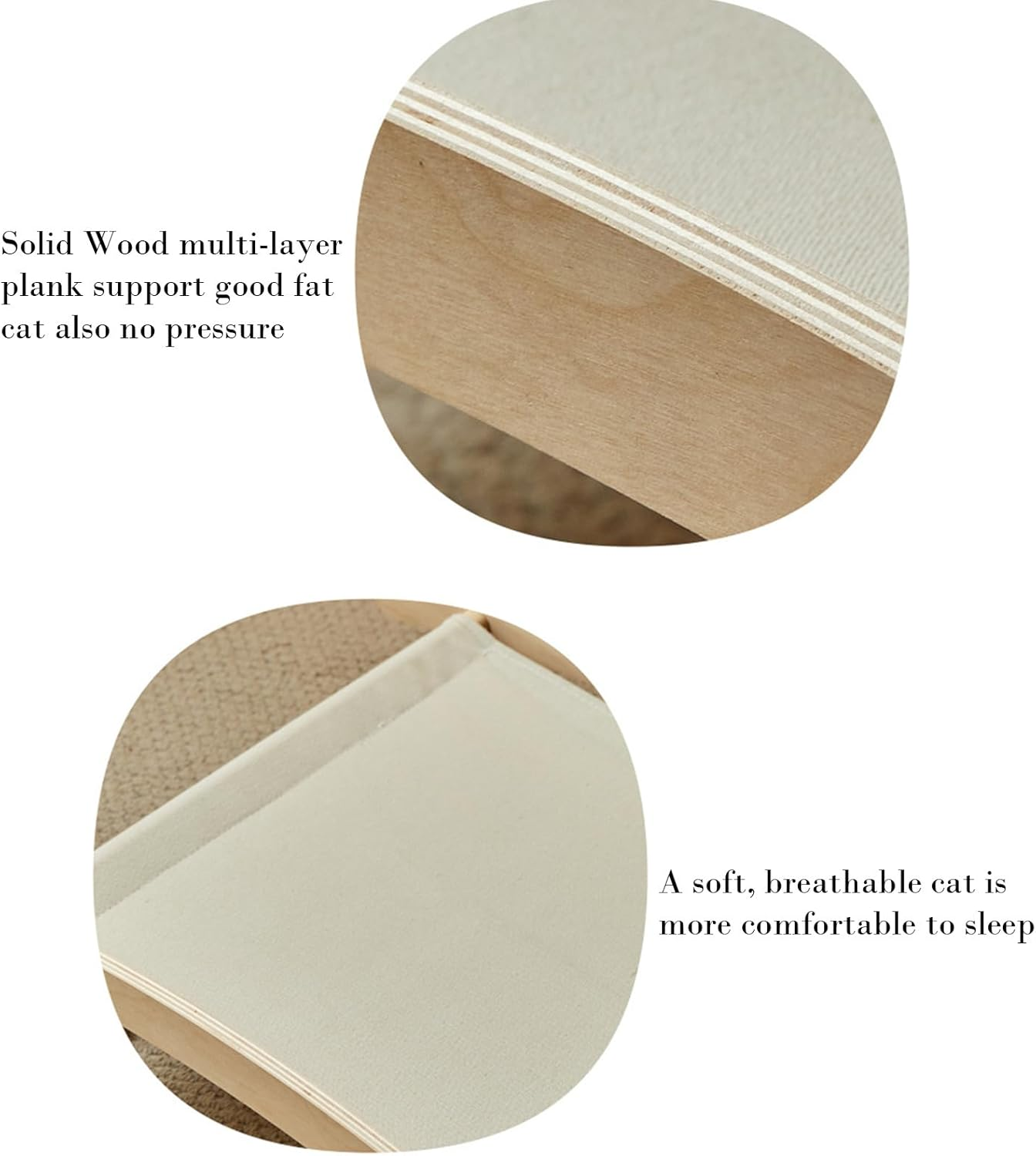 Raised Cat Bed, Removable Wooden Cat Hammock, Lightweight Space-Saving Pet Bed, Indoor Cats Hammock Bed for Playing, Climbing, Relaxing image number 4