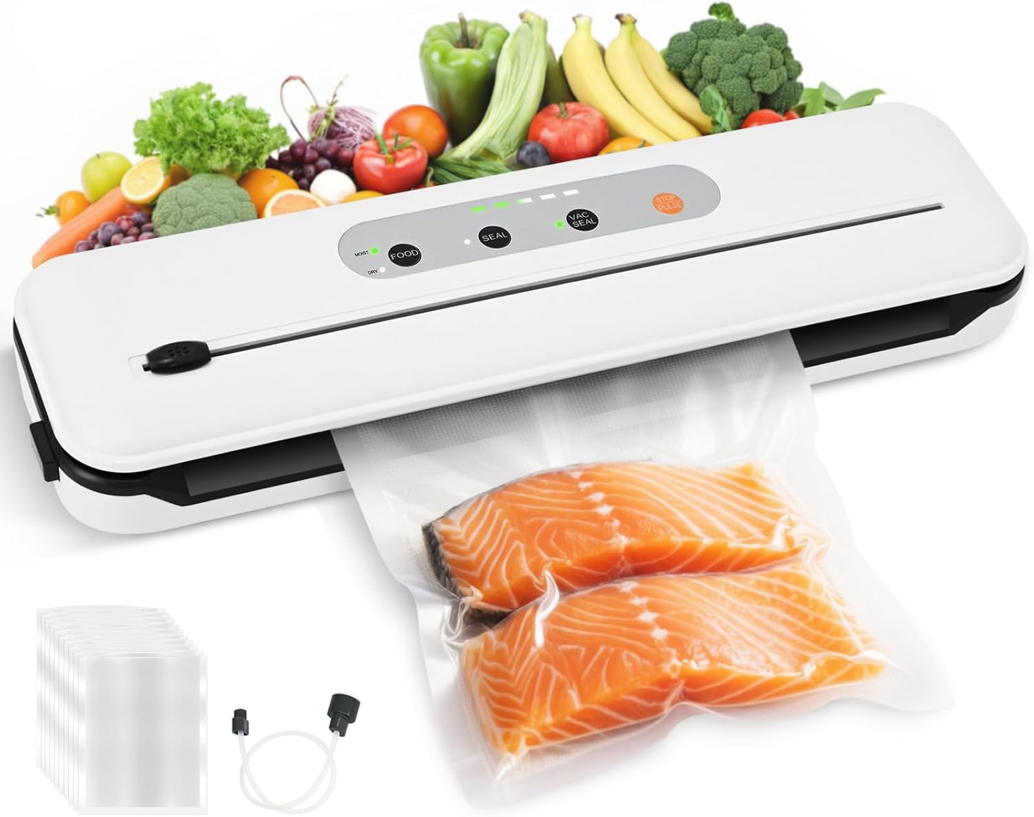 Toprime Vacuum Sealer Machine, 80Kpa Powerful Food Sealer Built-In Cutter with Sealing Bag and Hose, Vacuum Air Sealing System for Food Storage and Sous Vide image number 4