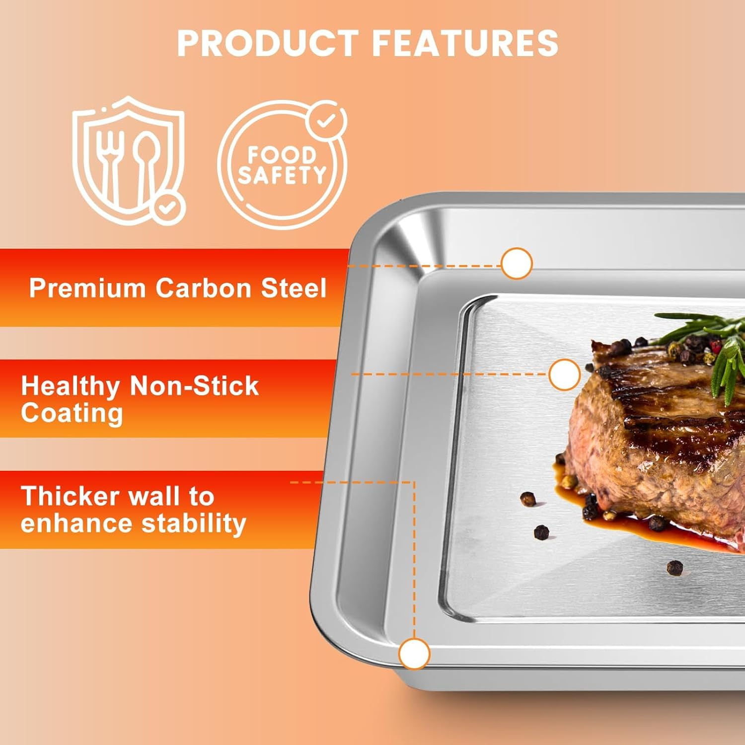 Air Fryer Tray Replacement for Cuisinart TOA-95 Toaster Air Fryer Convection Oven, 13.5 * 10.5'' Non-Stick Mesh Air Fryer Stainless Steel Basket Wire Rack Accessories Parts, Dishwasher Safe image number 4