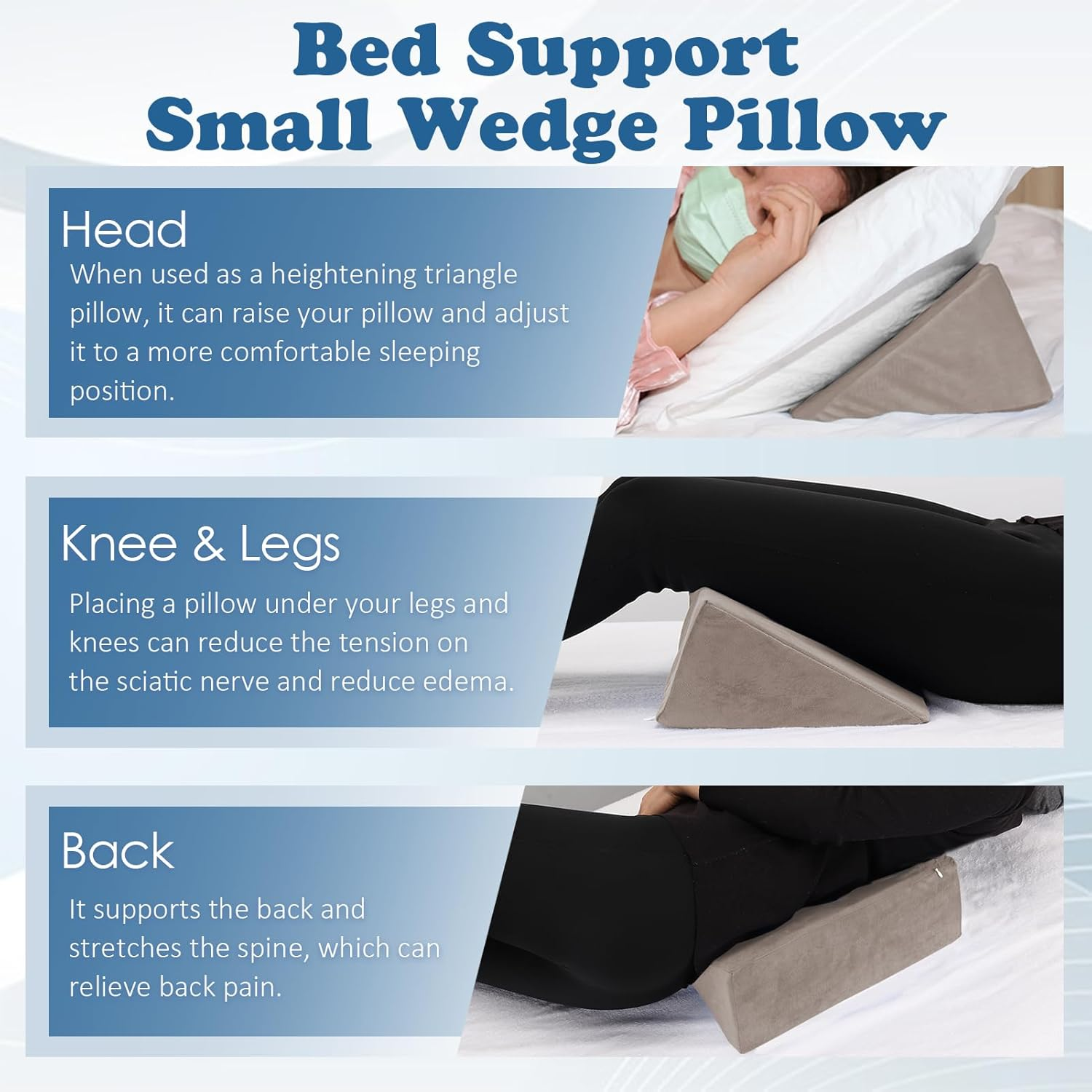 Small Wedge Pillow, Wedge Pillow for Bed Sores, Positioning Pillow, Positioning Wedge, Mini Pillow for Laptop and Yoga, Small Foam Wedge for Chair (1 Unit, Apricot) - 1 Unit, Apricot image number 3