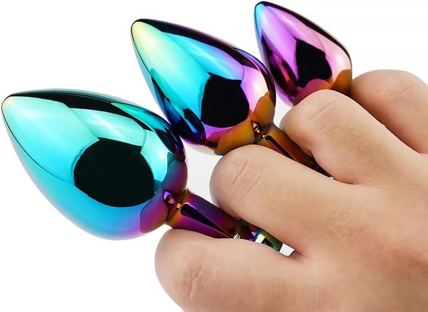 3 Pcs Luxury Metal Plug Anales Set Plated 3D Acrylic Heart Shaped Diamond Jewelry Anal Trainer for Beginners Couples Large/Medium/Small,Purple image number 1