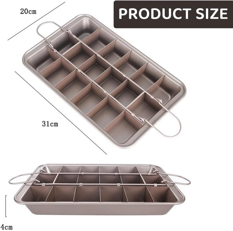 Ranqisys Brownie Pan with Removable Dividers &ndash; Non-Stick Rectangle Baking Tray with Built-In Slicer, 18 Pre-Slice Sections for Brownies, Muffins & Cupcakes, Oven-Safe Bakeware image number 2