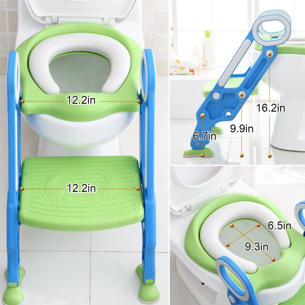 Potty Training Seat for Kids, ITOY&IGAME Toilet Seat for Potty Training Step Trainer Ladder Toilet Training Potty Seat Sturdy Comfortable Built in Non-Slip Steps Soft Pad for Baby Boys Girls image number 1