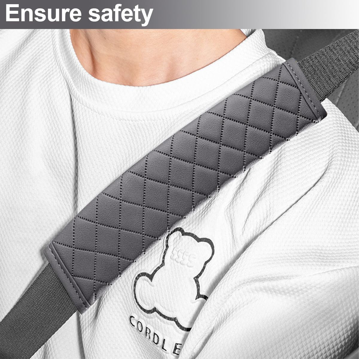 Mandark Car Seat Belt Cover, 2PCS Soft Comfort Vehicle Seatbelt Protection Pad for Safety Driving, Automotive Interior Harness Neck Shoulder Strap Protector Accessories, Universal Fit (Gray) - Gray image number 3