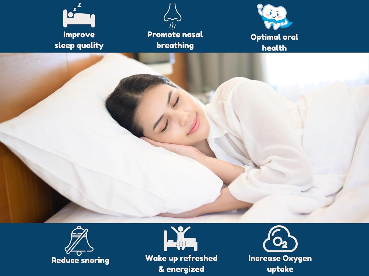 Mouth Tape for Sleeping - anti Snoring Device & Snore Reducing Aid - Improve Sleep Quality - Sleep Strips for Nasal Breathing, Promote Nose Breathing - Hypoallergenic Sleep Tape - Strong Medical-Grade Adhesive - 60 Counts image number 6