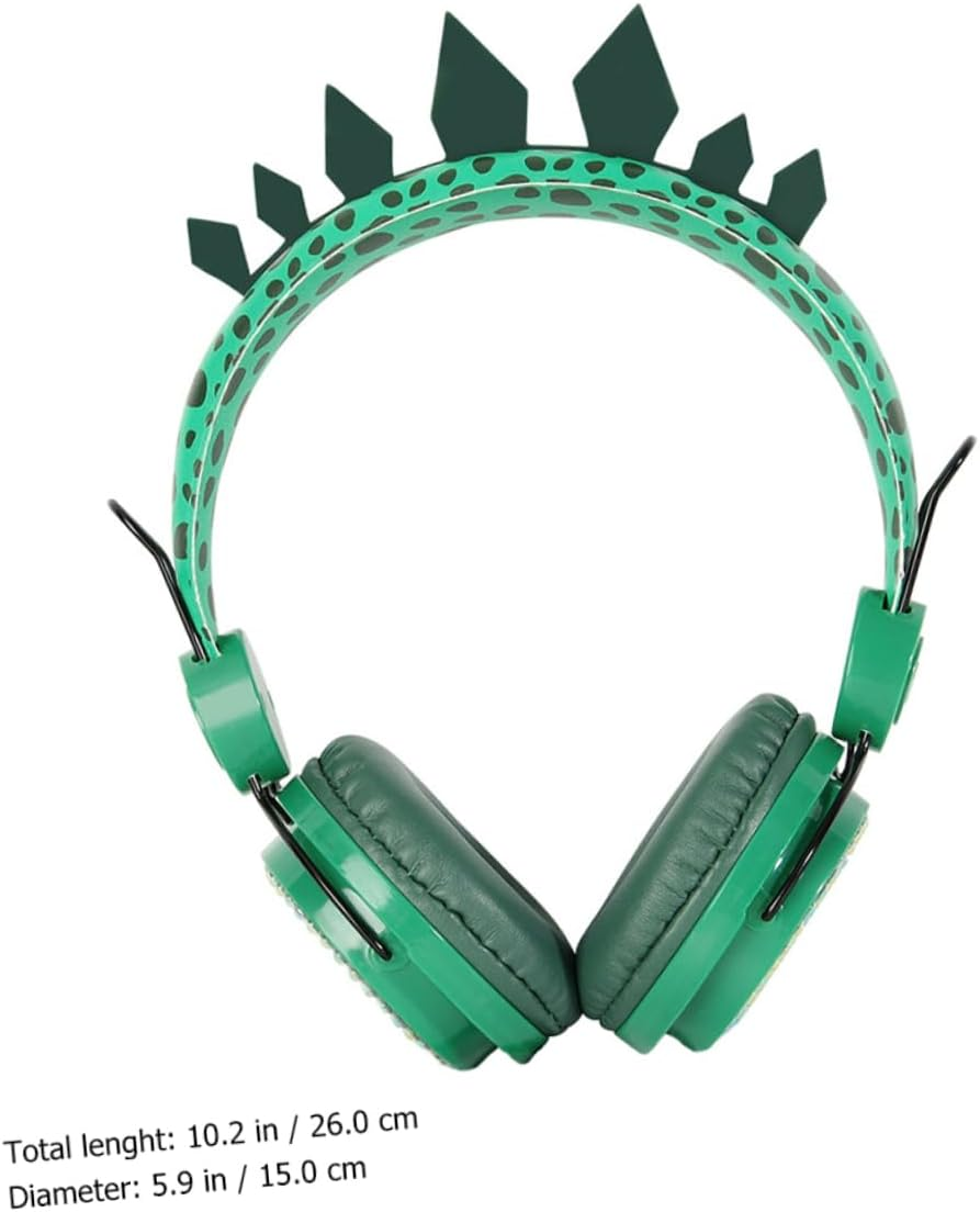 POPETPOP Children'S Headset with Mic Dinosaur Over-Ear Headphones for Boys and Girls Green Cartoon Design Safe Volume Control for Tablets and Computers