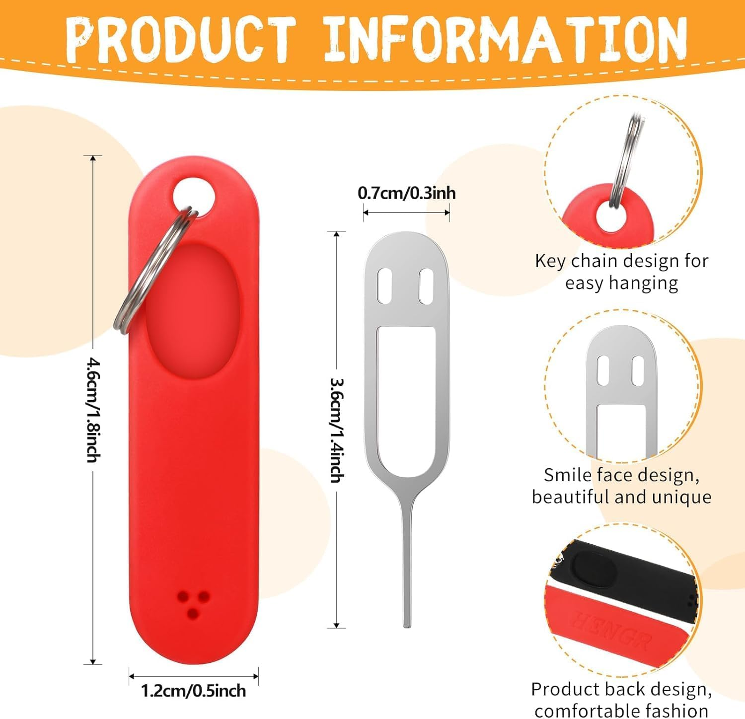 Sim Card Removal Tool Phone Chip Remover Sim Card Unlock Chip Card Pin Tool Sim Card Tray Eject Pin Removal Tools Needle Opener Ejector with Detachable Keychain Charm for Smart Phone, 3 Pieces image number 4