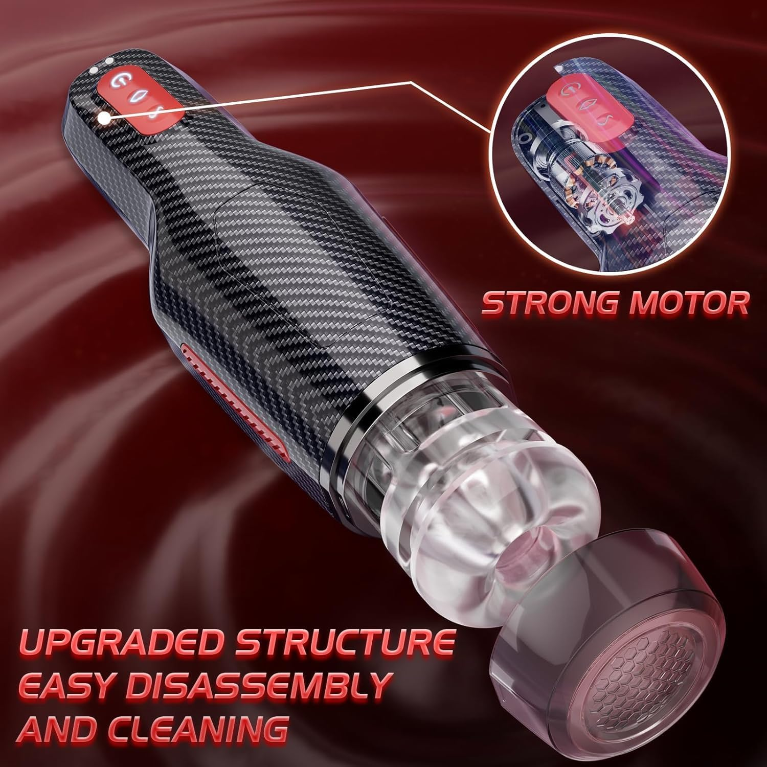 Hephix Sucking Masturbator Sex Toys for Men &ndash; New Carbon Fiber Automatic Masturbators Cup with 10 Vibration Modes & 5 Twisting Sucking & Heating Mode, Penis Pump Stroker 3D Realistic Textured for Men with 1 More Lubricating Oil image number 2