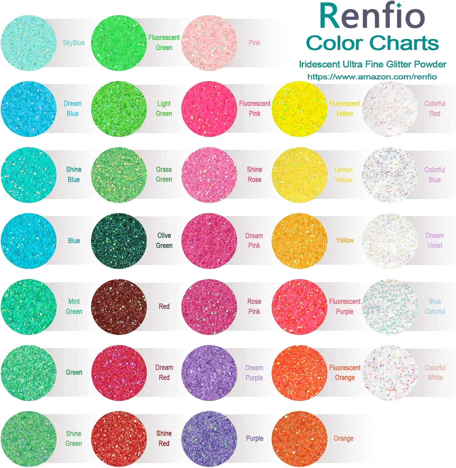 Renfio Iridescent Ultra Fine Glitter Powder Resin Supplies Glitters 1.94 Oz /55G PET Flake Crafts Sequins 1/128" Epoxy Chips for Christmas Decorations, Epoxy Resin, Snow Globe Tumblers - Dream Rainbow - Amethyst image number 5