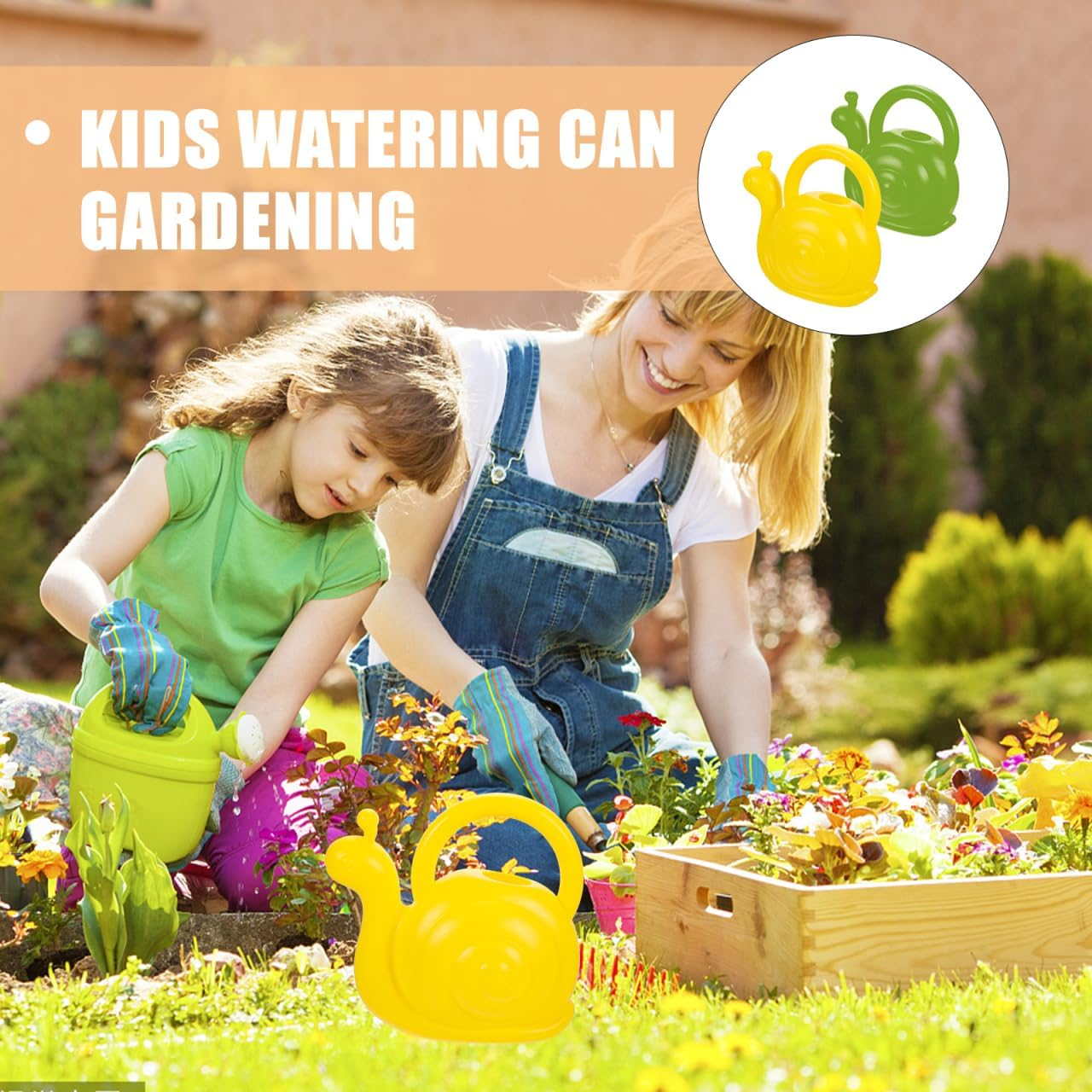 POPETPOP 2Pcs Snail Watering Can for Kids Indoor Watering Can Pot Plastic Cute Animal Watering Can Gardening Kettles for Flowers Plants Succulents Potted image number 3