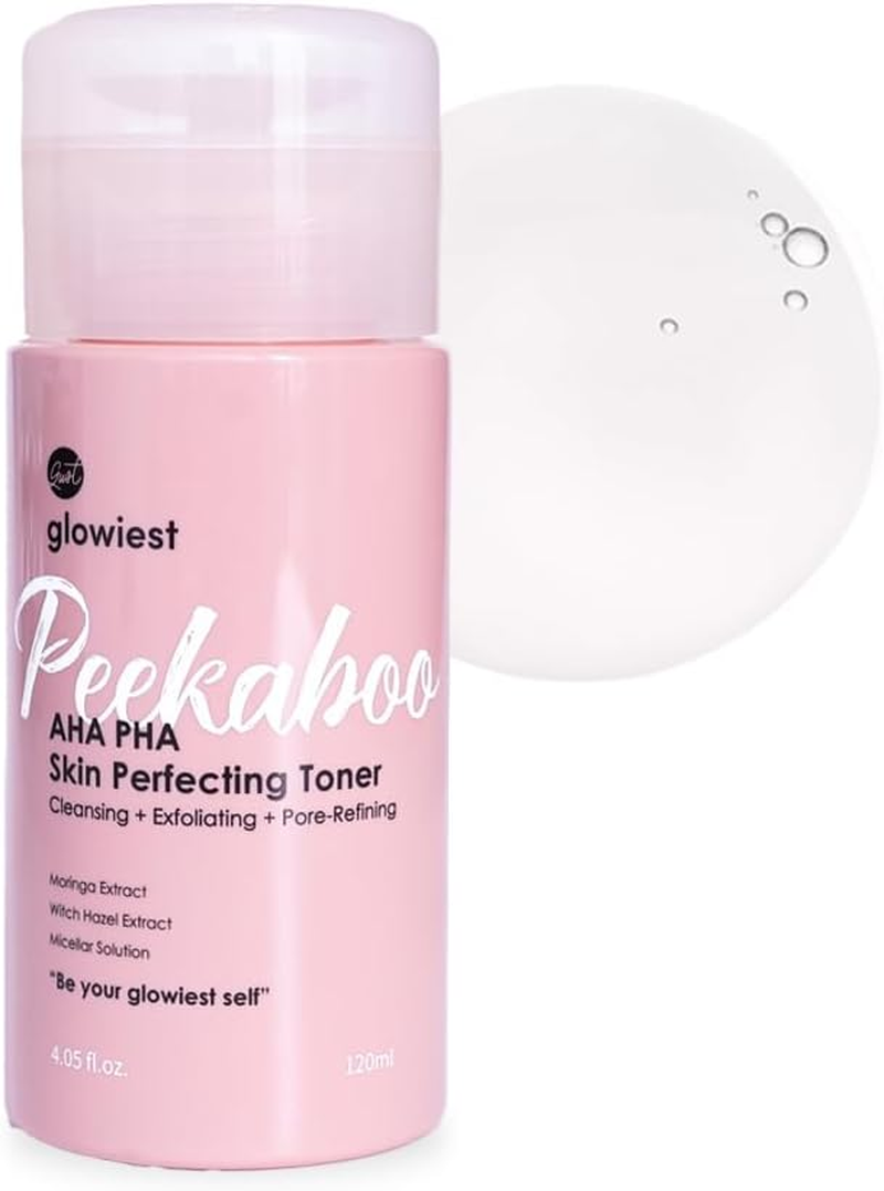 Glowiest AHA PHA Skin Perfecting Peekaboo Toner - K-Beauty Face Toner, Exfoliating Treatment, Blemishes, Niacinamide, Pore Refining, Hydrating L Witch Hazel Toner (Small) image number 1