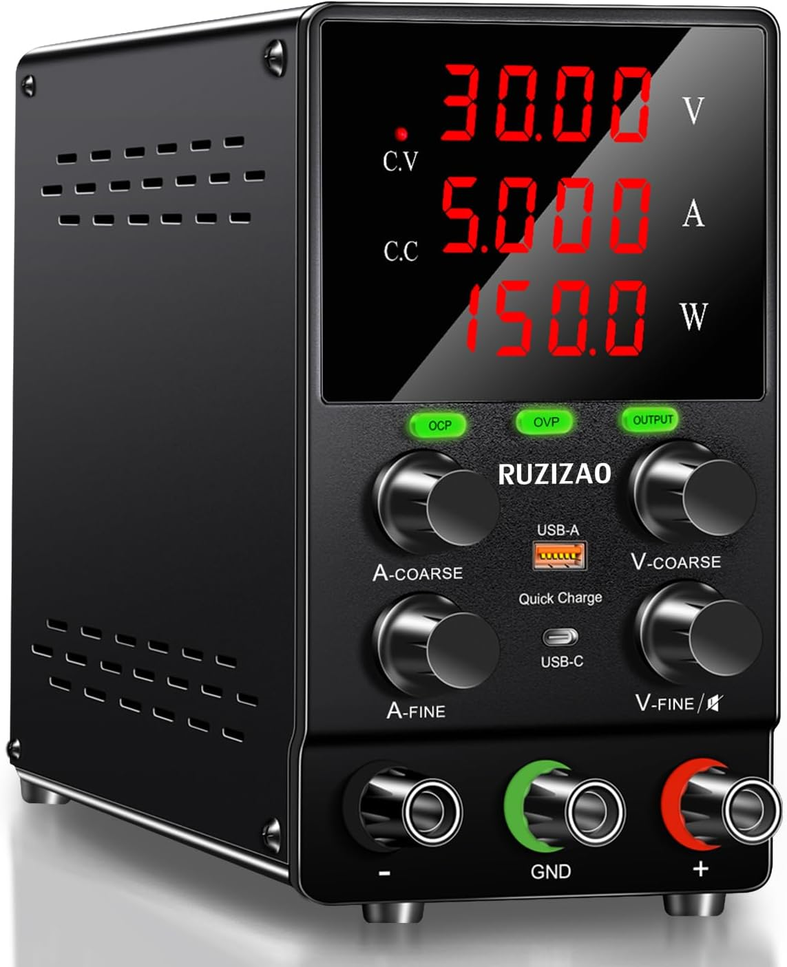 DC Power Supply Variable, Upgraded Version, 30V 5A 150W, Adjustable Switching Regulated Lab Bench Power Supply, OCP/OVP, Encoder Knobs, Usb&Type C Fast Charging, 4-Digit LED Display image number 2