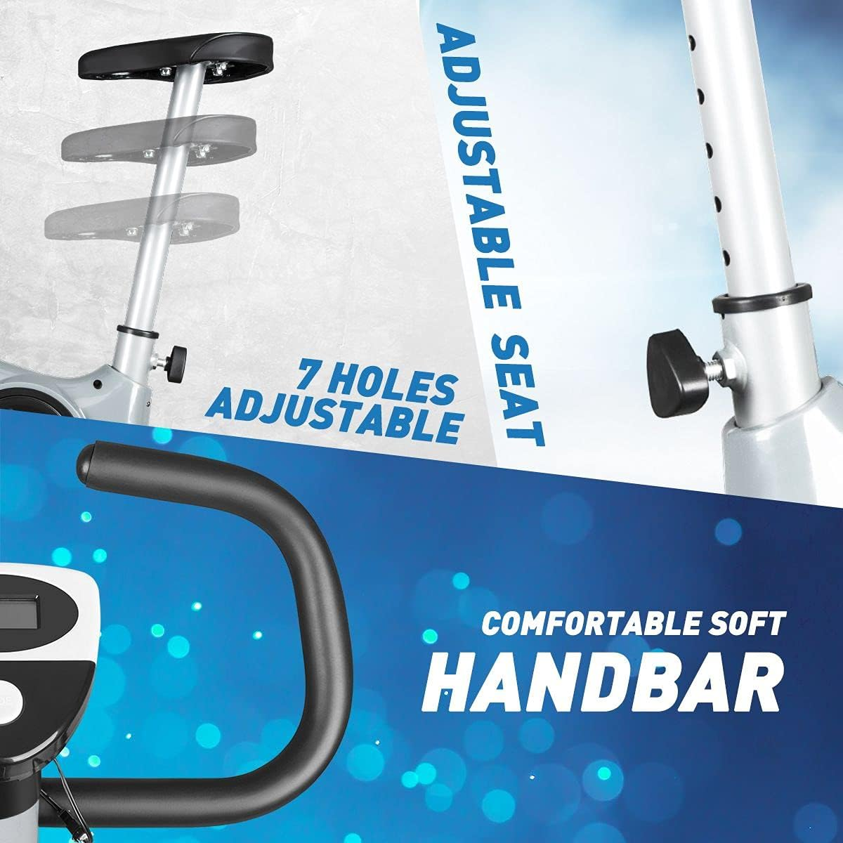 Genki Upright Exercise Bike Machine Home Gym Fitness Cardio Equipment Spin Bike Grey with LCD Display, Adjustable Seat & Resistance, 100Kg Max Weight Capacity