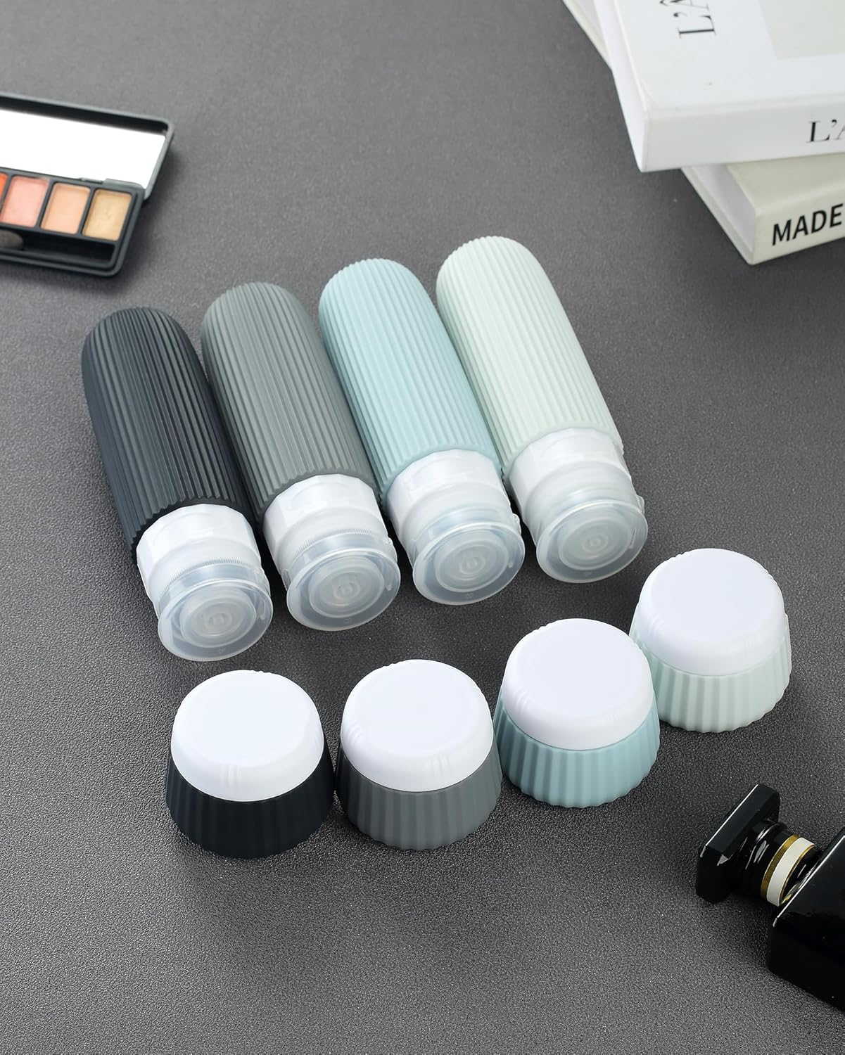 Mrsdry Travel Bottles - 8 Pack, TSA Approved Travel Size Toiletries, Leak Proof Silicone Squeezable Containers in Clear Bag