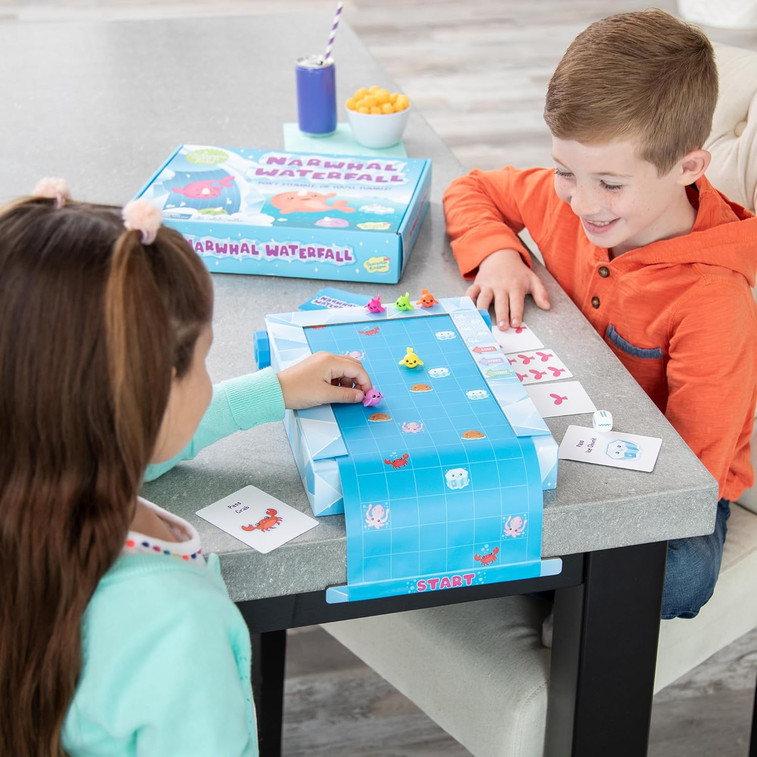 Peaceable Kingdom | Narwhal Waterfall Cooperative Game &ndash; Fun Games for Kids Ages 6 and up - Fast-Paced Kid Board Games &ndash; Includes Moving Gameboard for Extra Excitement image number 3