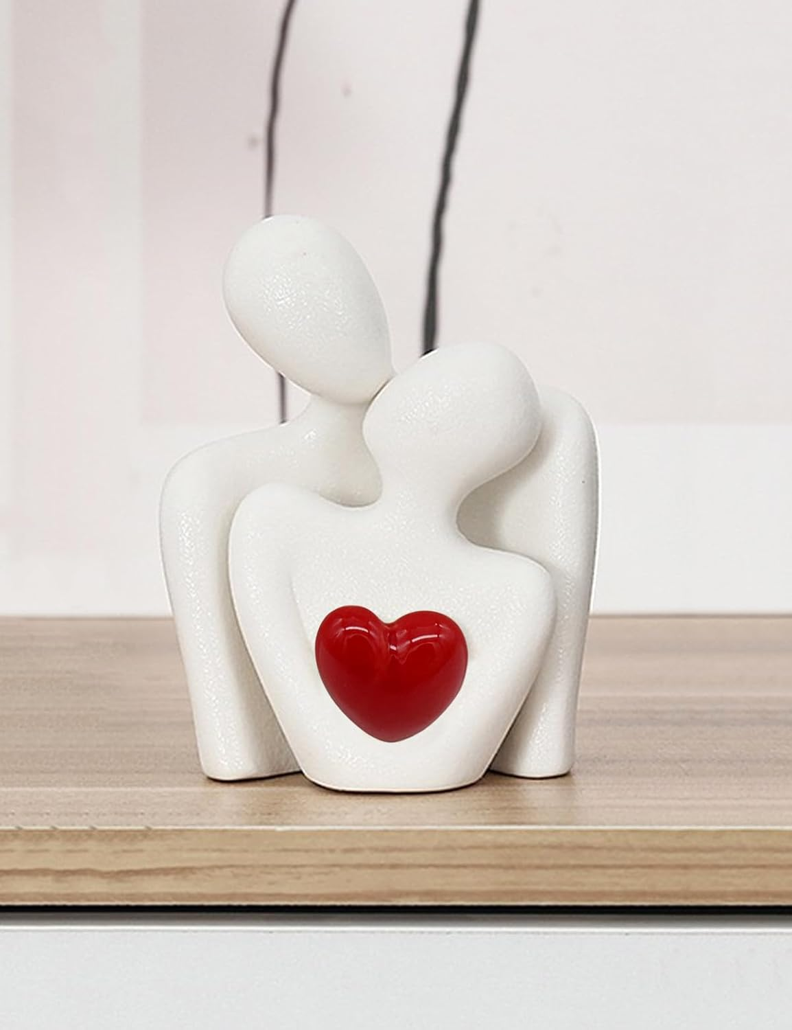 Modern Ceramic Couple Sculpture 4.6" X 3.6", Abstract Love Ornament, Statue for Living Room, Bedroom, Office,Desk Decoration, Couple Gift, Anniversary, Birthday Gift(White)