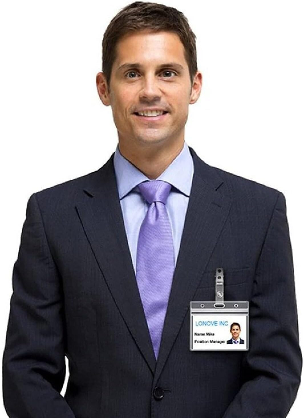 ID Card Holder, 50 PCS Horizontal Clear Plastic Badge Holder with Waterproof Resealable Zip, Name Tag Holder for Multiple Cards image number 4