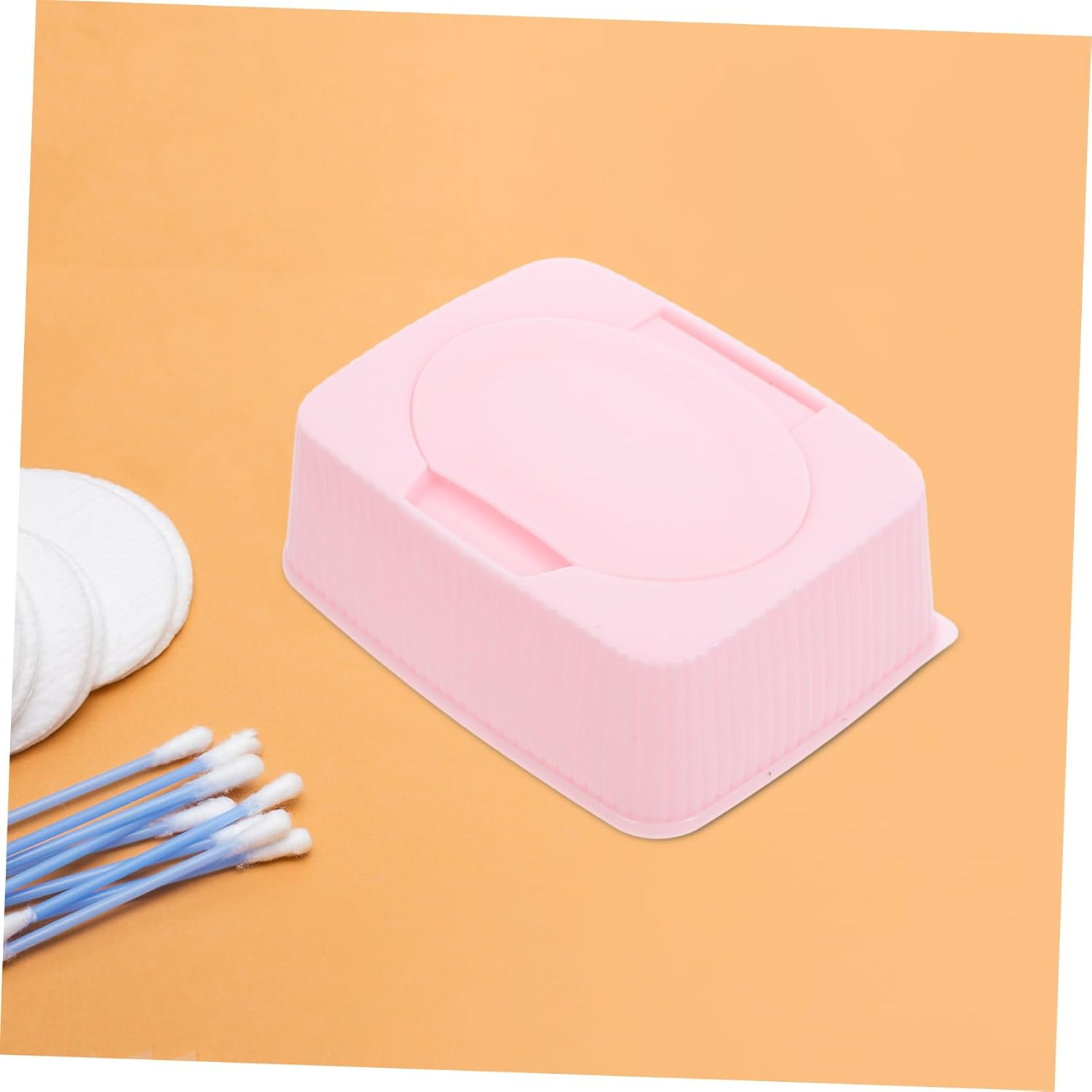 Baby Wipes Dispenser Flip Lid Dustproof Storage Box Portable Refillable Tissue Holder for Nursery Bathroom Travel Pink image number 2