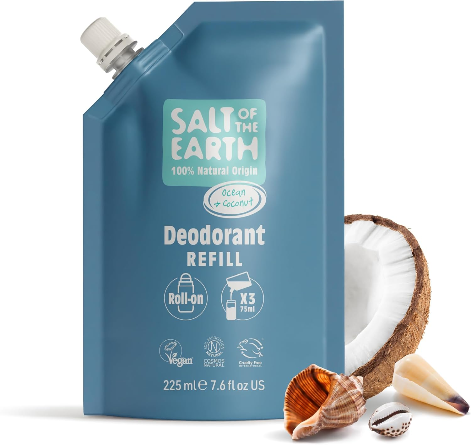 Salt of the Earth Natural Roller Deodorant Refill Bags - 3 Uses - Ocean & Coconut - Vegan, Long Lasting Protection, Leaping Bunny Certified, Made in the UK - 22