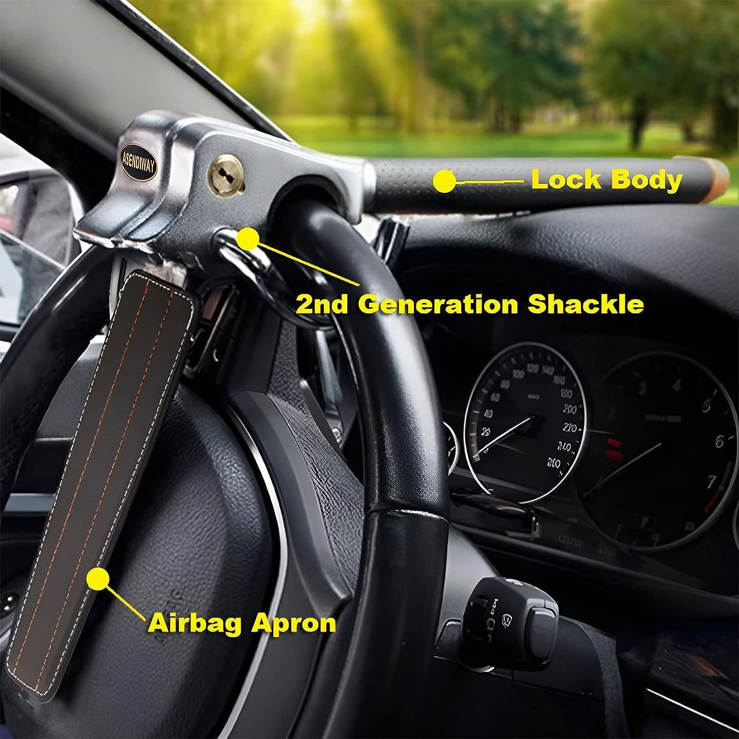 Steering Wheel Lock Universal Anti-Theft Device Heavy Duty Security Car Lock for Vehicle Auto Truck SUV Van with 2 Keys Gray - Grey image number 6