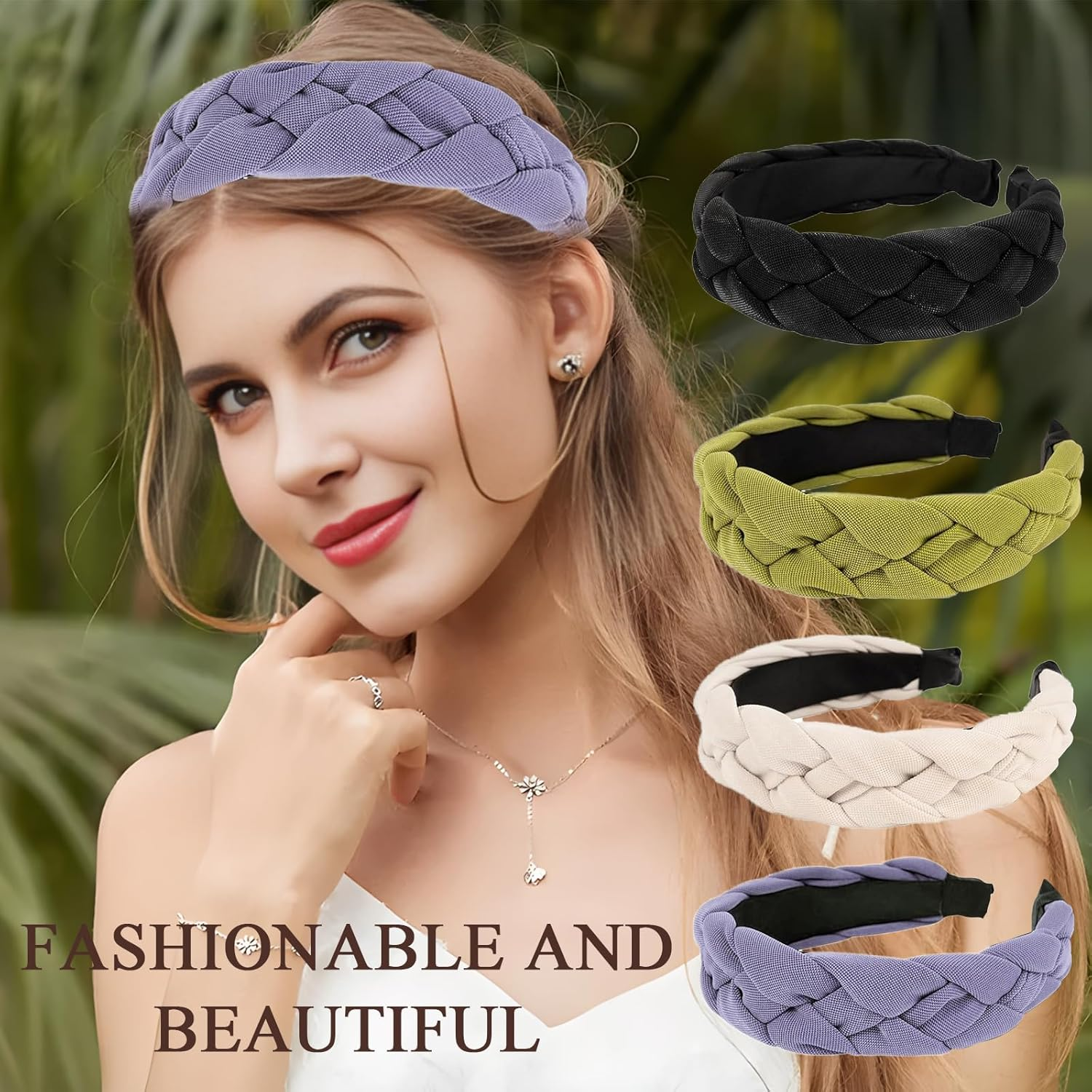 Vintage Padded Headbands, Chmiss Costume Headband Women, Pack of 4 Vintage Headband, Wide Vintage Headband, Velvet Braided Headband, for Women and Girls image number 4