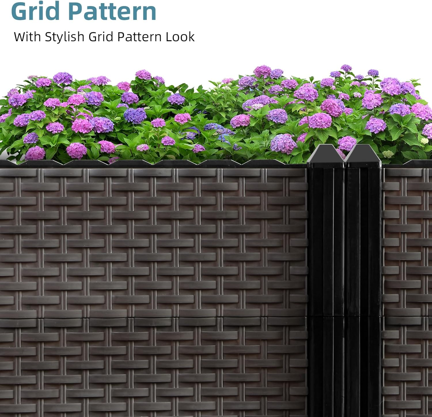 Large Raised Planter Box 160X40X36Cm, Self Watering Garden Bed, Deep Elevated Planter with Rattan Pattern, Weather Resistant PP, Perfect for Patio Balcony Deck image number 3