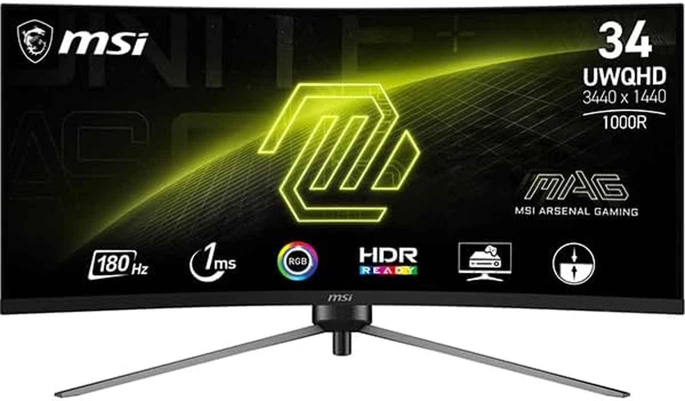 MSI MAG 345CQR 34" UWQHD 180Hz 1000R Curved VA Gaming Monitor - Black image number 2