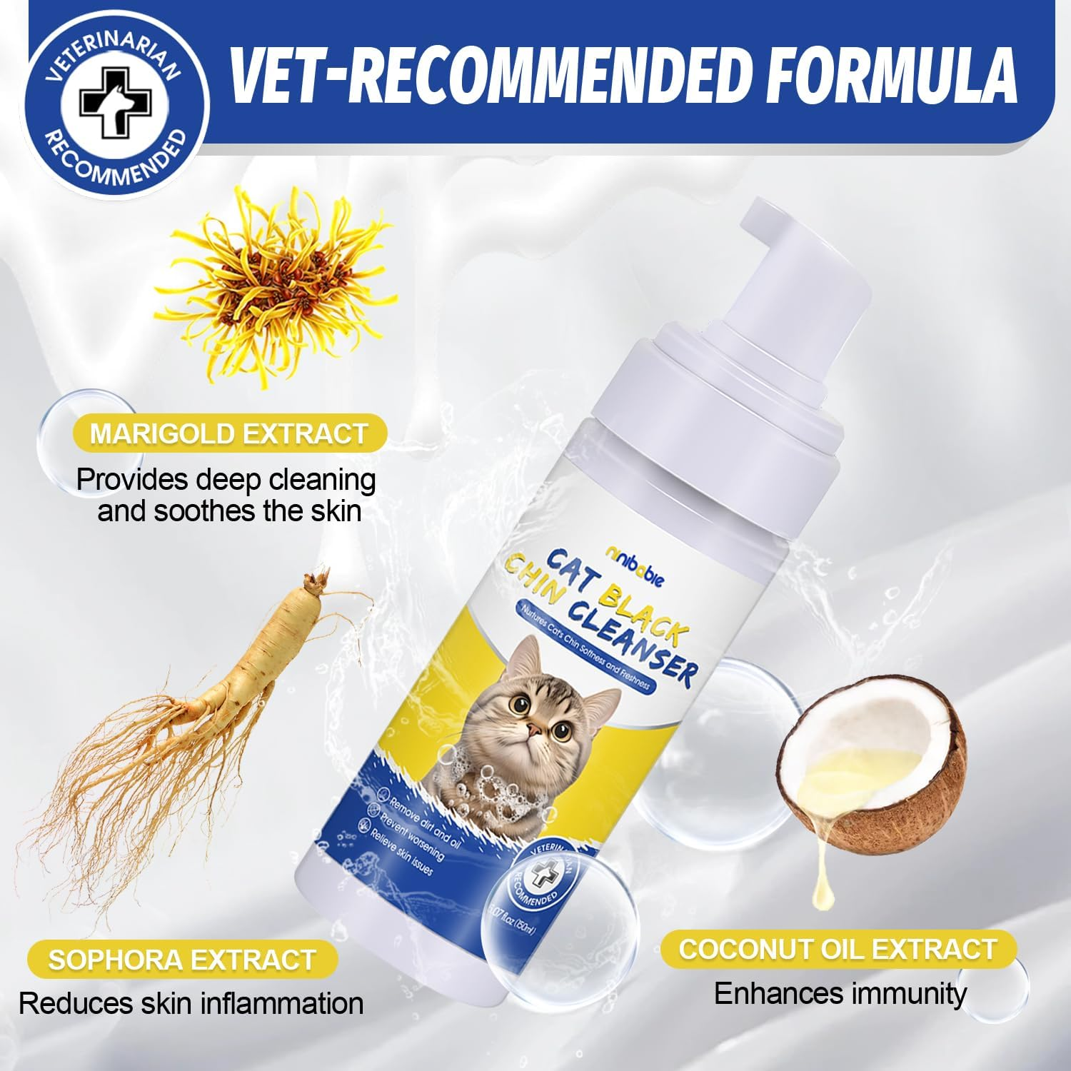 Cat Acne Chin Treatment,Cat Black Seed Cleaner,Improved Skin Health and Black Seed Removal,Updated Cat Ance Brush,Soothes Chin Acne,Oil Control 5.07Fl.Oz image number 4