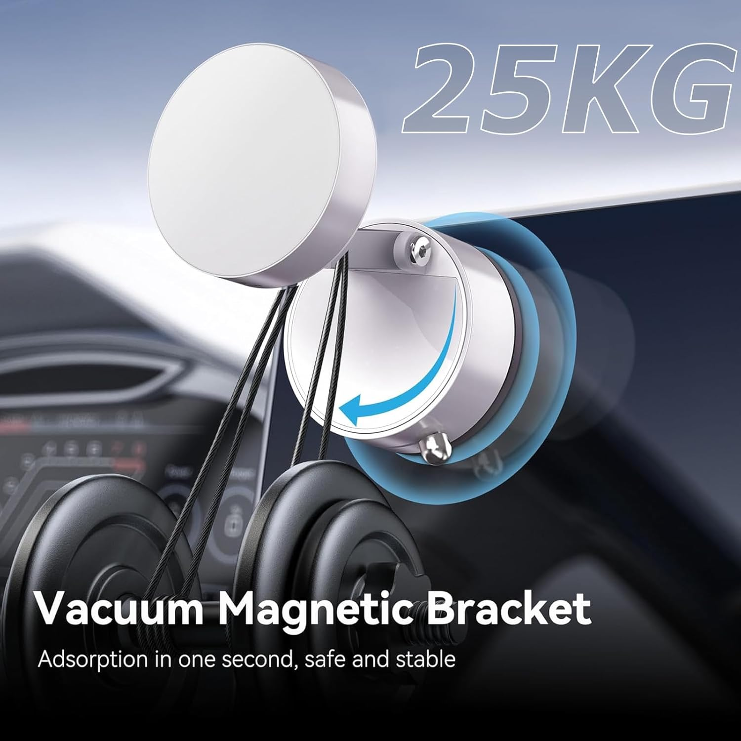 Vacuum Magnetic Phone Holder, 2025 New Foldable & Retractable Car Mount, 360&deg; Adjustable Suction Cup Stand for Iphone 16/15/14/13/12 & Suction Phones, Idea for Car/Mirror/Gym/Smooth Surfaces (White) image number 1