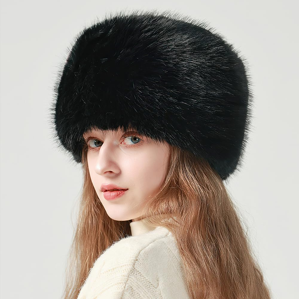 Ushanka Russian Bomber Hat for Women Cossack Trimmed Skullies Beanies Winter Trapper Hat for Travel Hunting Skiing Fluffy Earwarmer - Beige image number 6