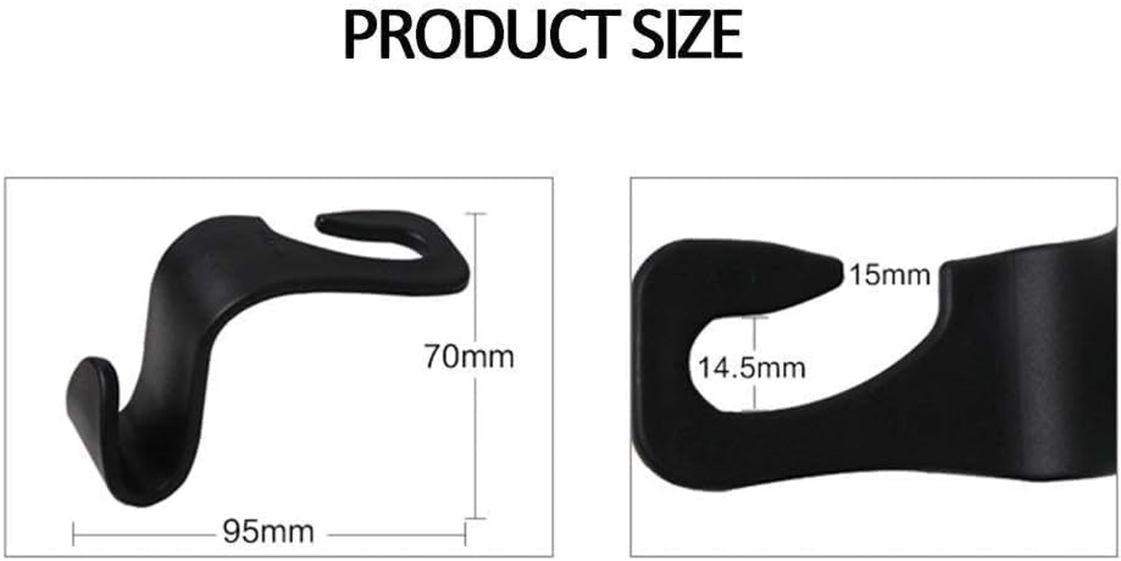 Oiltomn (Black -Set of 4) Car Seat Back Hook Auto Seat Headrest Portable Organizer Holder Hooks image number 3