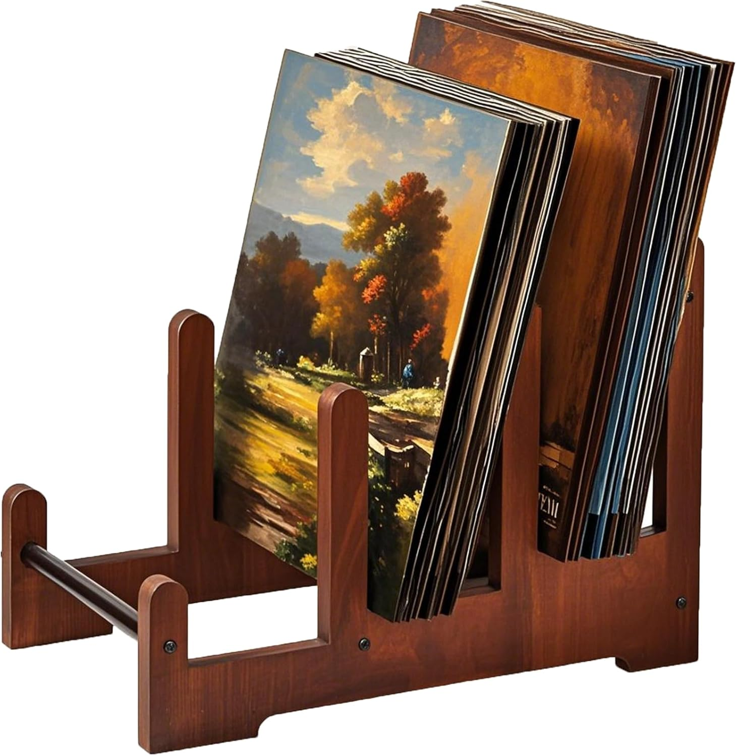 Record Holder - 3-Tier Vinyl Record Storage, Holds up to 60 Albums, Wooden Record Stand, Stylish Display & Organizer for Lps, Album Storage Rack for Collectors image number 4