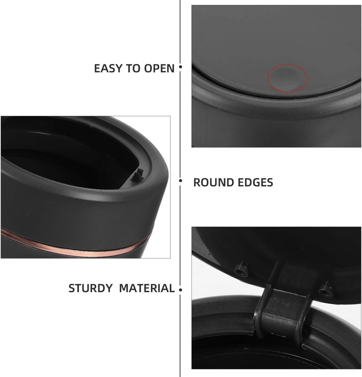 COHEALI Elegant Lidded Trash Can Portable Desktop Trash Can Miniature Rubbish Bucket Bin for Bedroom Waste Basket Bin image number 2