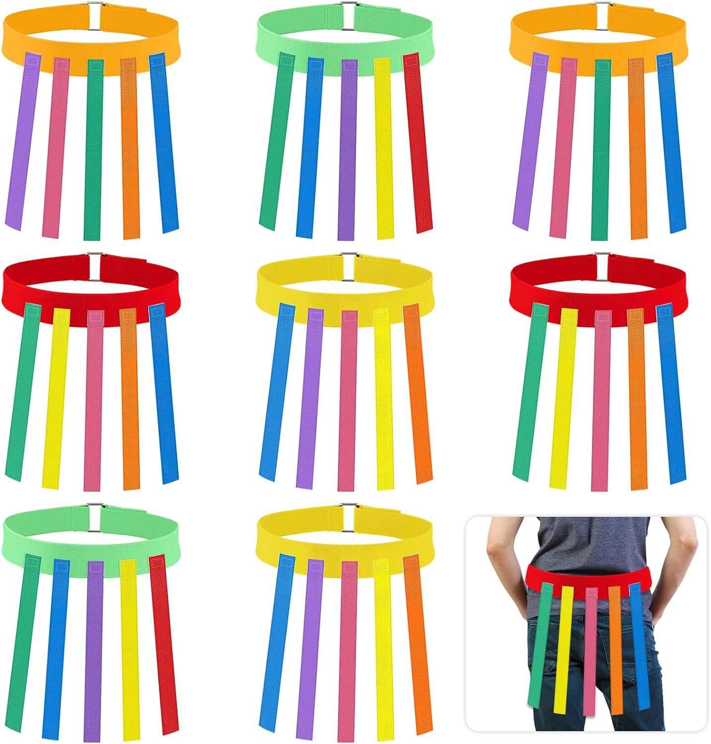 Wettarn 8 Pieces Catch Tail Game Belt Stretchable Catching Tail Training Equipment for Adults Kids Family Parks Reunion Birthday Party Camping Field Picnic Outdoor Yard Carnival Games Activities image number 2