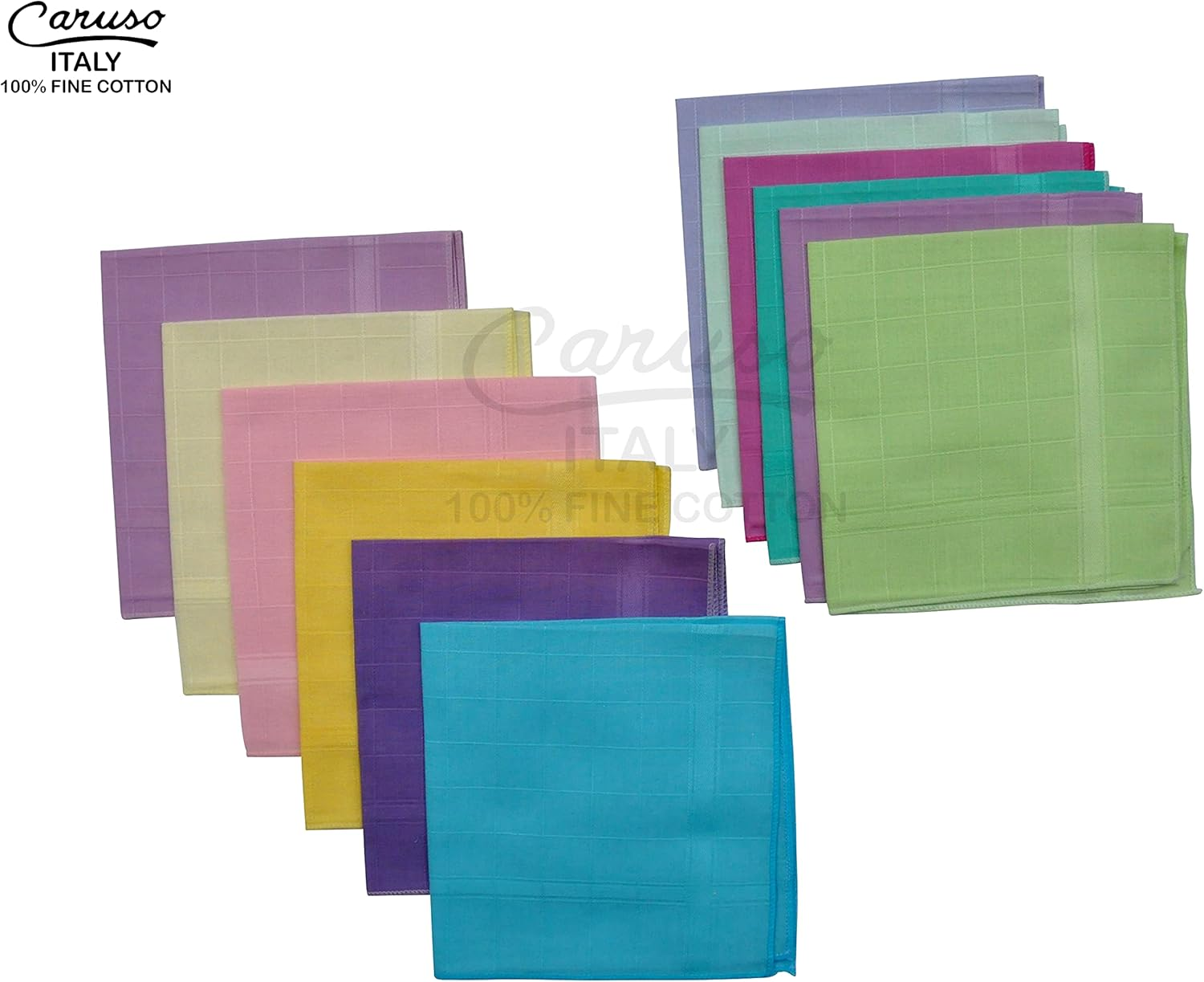 Caruso Italy Women'S 100% Pure Cotton Multicolor Rangoli Handkerchief | Soft, Skin-Friendly, and Super Absorbent with Anti-Shrink Finish, Becomes Softer with Every Wash - 30 X 30 Cm - Light Multicolor image number 5