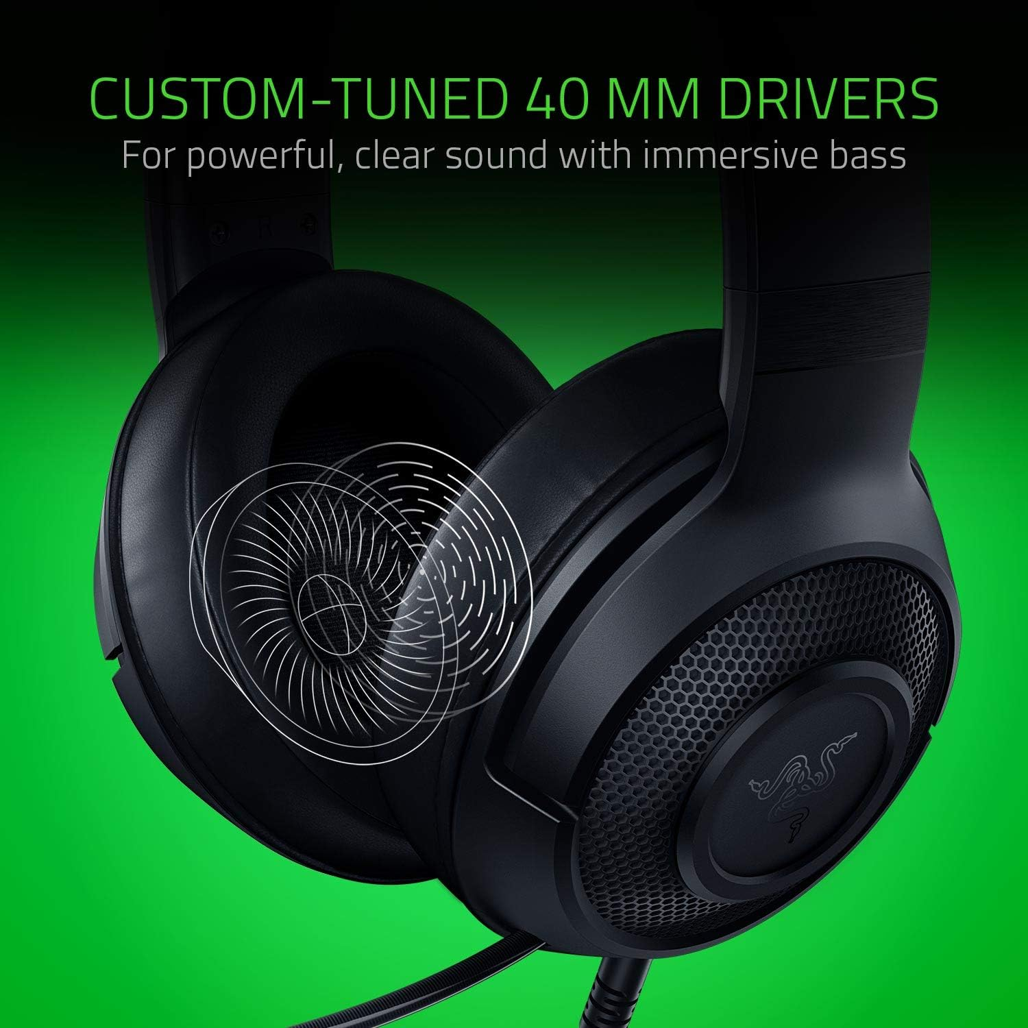 Razer Kraken X Ultralight Gaming Headset: 7.1 Surround Sound - Lightweight Aluminum Frame - Bendable Cardioid Microphone - for PC, PS4, PS5, Switch, Xbox One, Xbox Series X|S, Mobile - Black