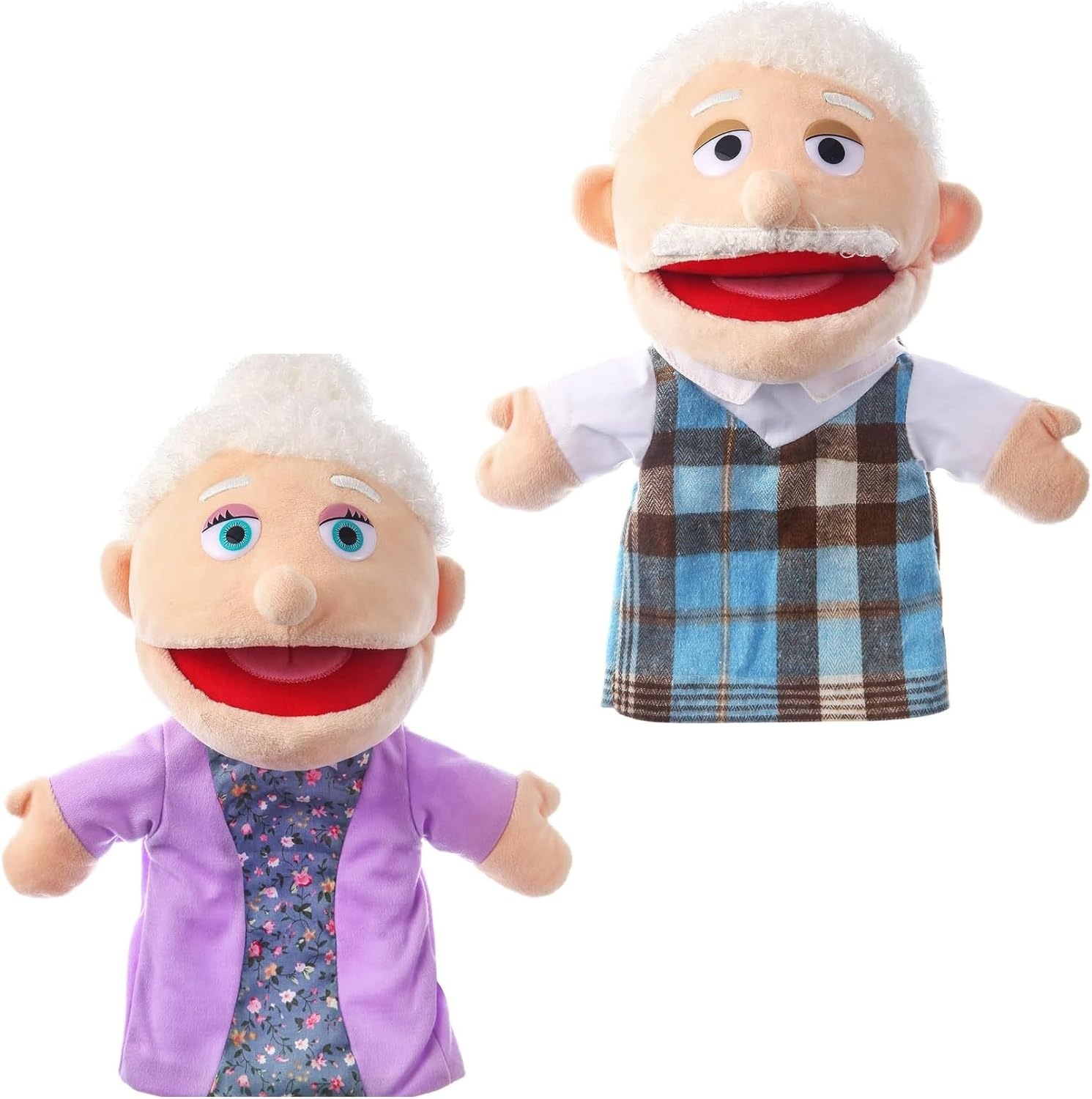 Hand Puppet &ndash; Grandpa and Grandma &ndash; Moving Mouth Human People Puppet Toy for Kids - 30Cm - Nanna and Pop Family Glove Puppet